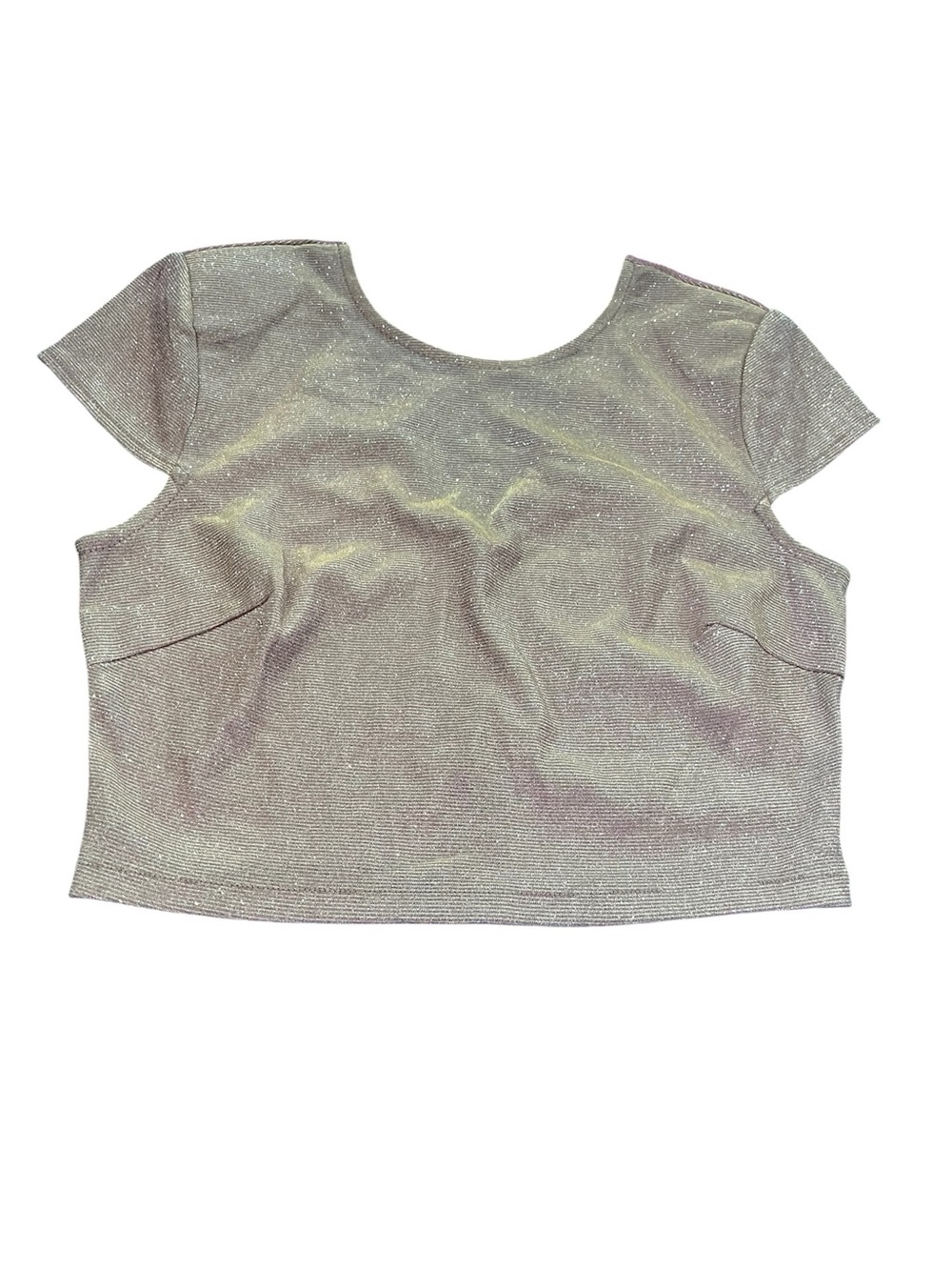 Metallic Short Sleeve Crop Top - Rosegold
